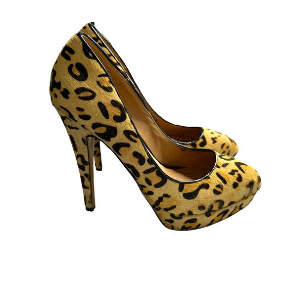 Aldo Leopard Print Pony Hair Ultra High Heels 7.5 - Picture 2 of 6